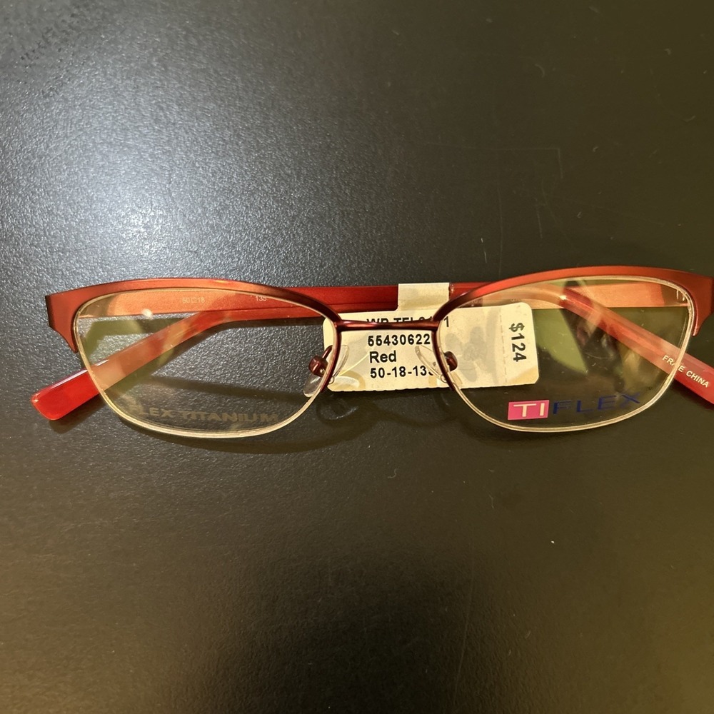 TI Flex 2101 615 Red Eyeglass Frames 50 18 135 NWT Frames Only